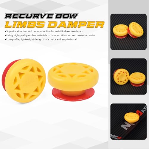YLS Recurve Limb Dampener - Yellow Rubber Shock Absorber for Noise Reduction