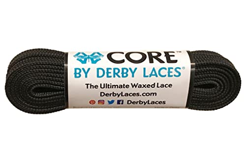 Narrow 6mm Waxed Laces for Figure Skates & Roller Skates - Black 96 Inch