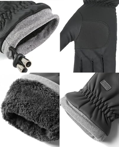 Men's Winter Ski Gloves - Touchscreen, Cold Weather, Black, One Size