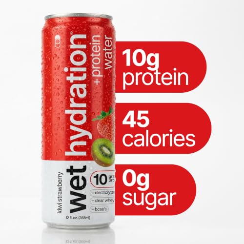 Wet Hydration Kiwi Strawberry Protein Water, 12 oz Can, 12 Pack