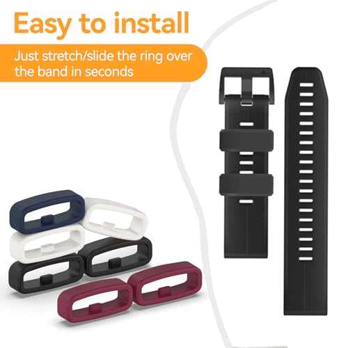 Silicone Band Keepers for Garmin Watch - 6-Pack Fastener Rings