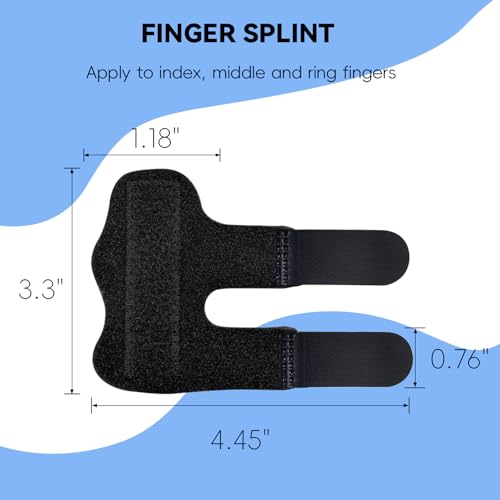 Universal Finger Splint Brace for Trigger Finger & Sprain Relief - 2 Pack Black