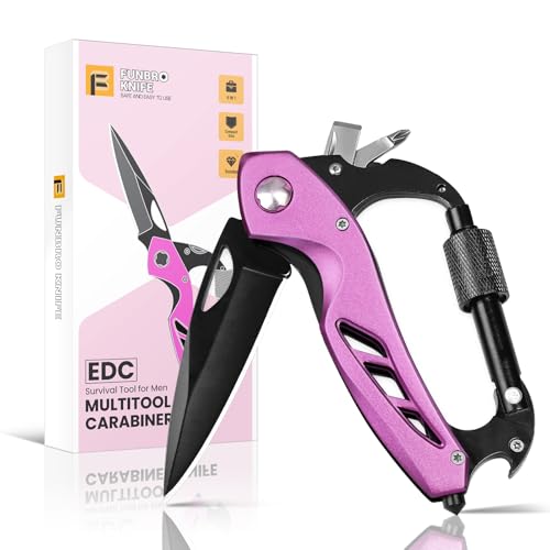 Pink FUNBRO 6-in-1 Multitool Carabiner with Bottle Opener & Screwdrivers (Variation: Pink)