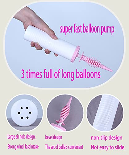Handheld Balloon Pump - Dual Action Inflator for Balloons - Pink