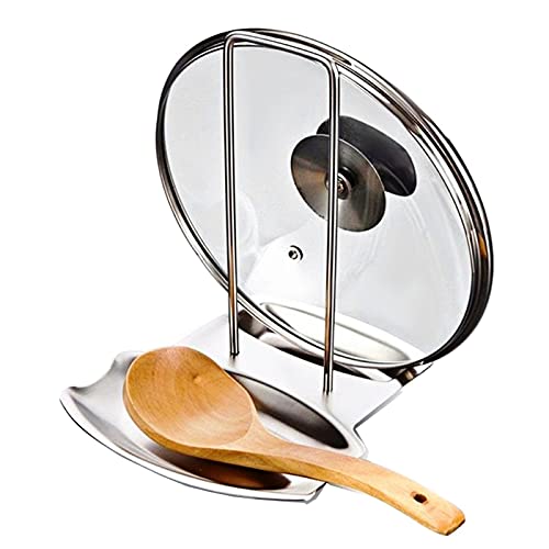 Stainless Steel Pan Lid Holder & Spoon Rest Organizer