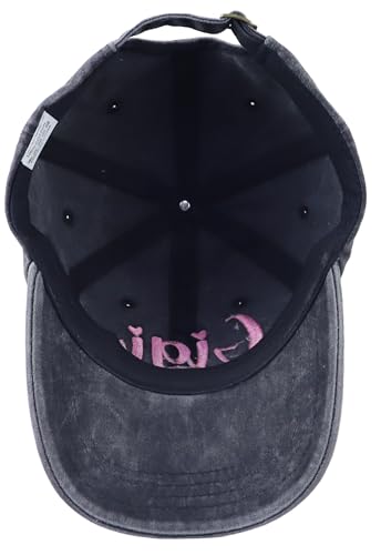 Gigi Mimi Women's Adjustable Cotton Embroidered Grandma Baseball Cap - Black, One Size