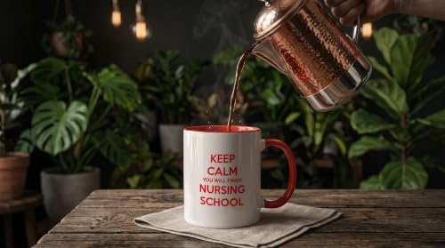 3dRose Keep Calm You Will Finish Nursing School Mug 11 oz Red