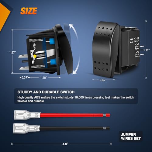 2 Pin On Off Rocker Switch - Waterproof SPST Toggle Switch