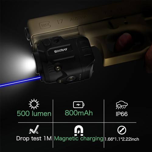 500 Lumen Pistol Light Laser Combo Rechargeable Blue Laser Beam