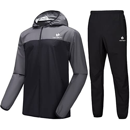 Sauna Suit for Men - Weight Loss Sweat Jacket & Pants - Gray XX-Large