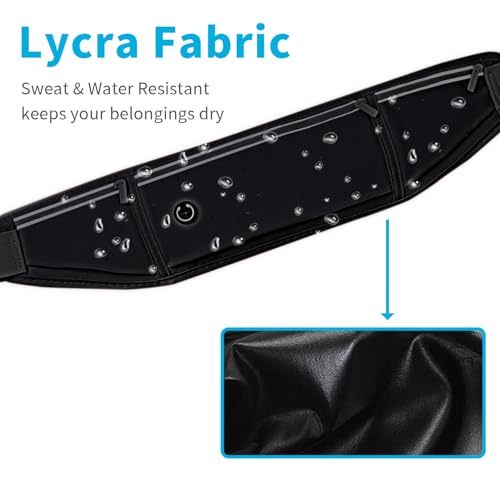 Slim Running Belt for Women & Men - Black Fanny Pack with 3 Pockets