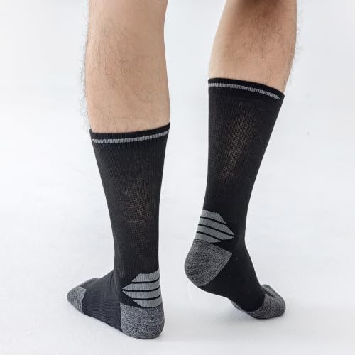 JOYNÉE Men's Black 5 Pairs Lightweight Breathable Crew Socks for Workout & Sports