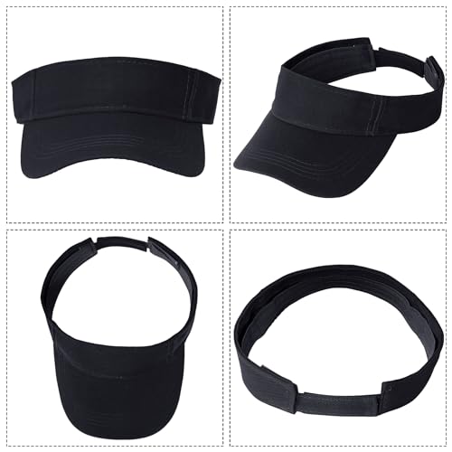 Adjustable Sun Visor Hat - 2 Pack Black Sports Visors