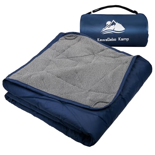 KawaGebo Kamp Blue Waterproof Outdoor Blanket 80x58 Inches Thick Fleece