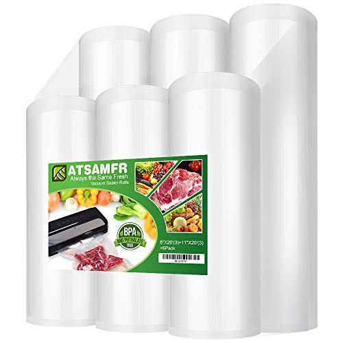 6Pack Vacuum Sealer Rolls with 8"&11"x20' 3 Each
