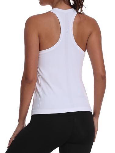 Seamless Women’s Racerback Athletic Tank Top - Medium White