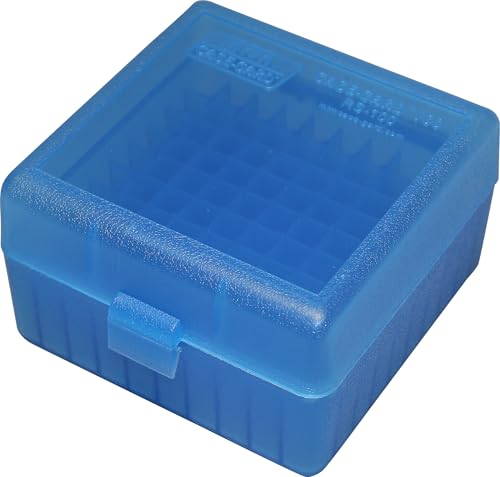 100 Round Rifle Ammo Box for 17, 204, 223, 5.56x45 - Clear Blue