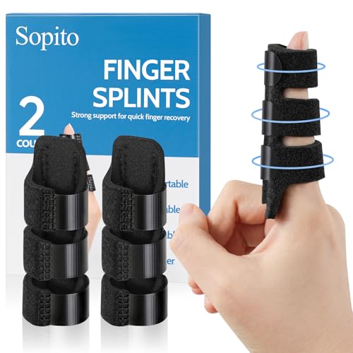 Finger Splint Brace for Index, Middle, Ring Fingers - 2 Pack