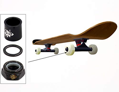 Skateboard Precision Hardware Kit - 4 Spacers, 4 Axle Nuts, 8 Speed Rings - Black