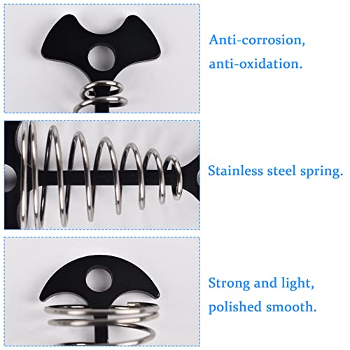 Deck Anchors with Carabiners - 6Pcs Tie Down Rope Tensioner - Black+Carabiner Clips