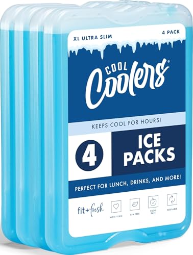 XL Slim Ice Packs - Reusable Quick Freeze Cooler Packs for Lunch Boxes