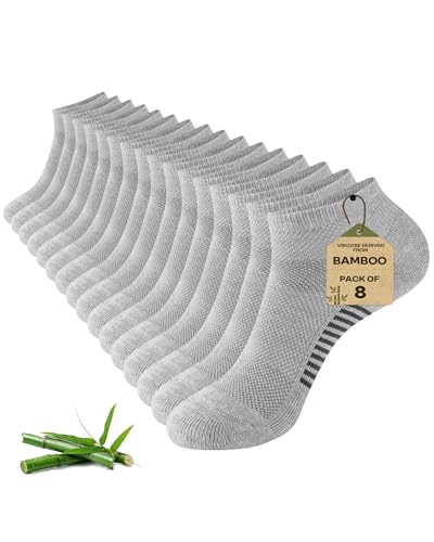 Large Grey Bamboo Men's Ankle Socks - 6/8 Pairs Running & Athletic Socks