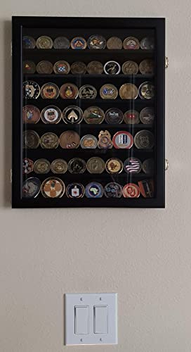 Military Challenge Coin Display Case Wall Frame with Lockable Acrylic Door