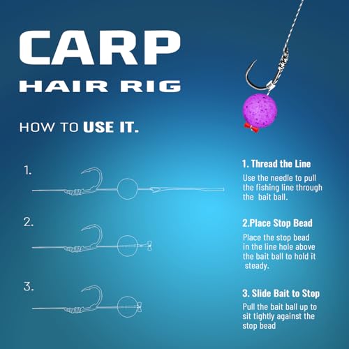 Vipfish 24 Pack Pre-Tied Carp Rigs with Sharp Hooks, Swivel & PE Line – #2, Ready-to-Fish