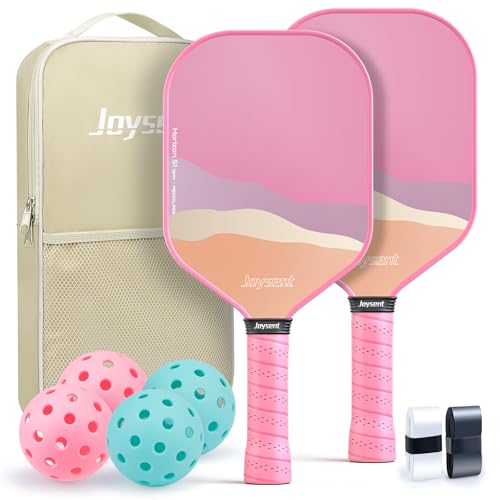 Joysent Pink Pickleball Paddles (Set of 2) Lightweight USAPA-Approved Fiberglass Rackets