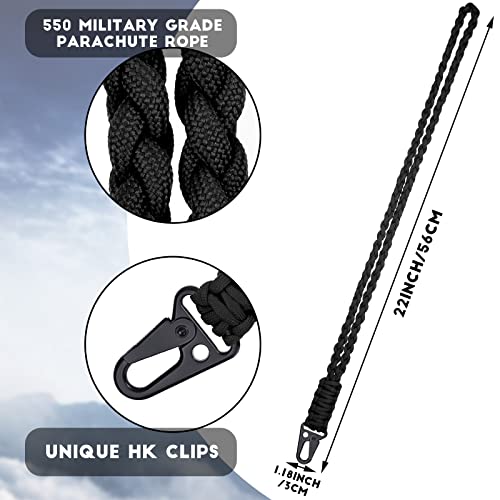 Frienda Heavy Duty Paracord Lanyard Set 2 Black & Army Green 22-80 Inch