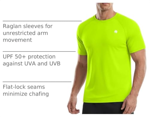 PINSPARK Workout Shirts for Men Short Sleeve UPF 50+ Quick Dry Gym