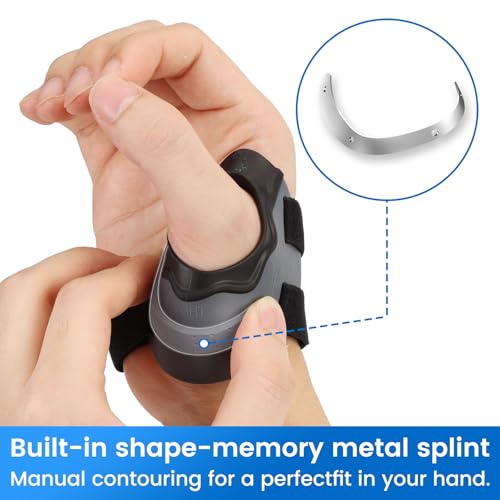 Velpeau CMC Thumb Brace for Arthritis Pain and Support, with High Elasticity and Anti Slip Wrist Strap, Comfortable Thumb Splint Stabilizer for Osteoarthritis for Women and Men (Grey, Right Hand, M)