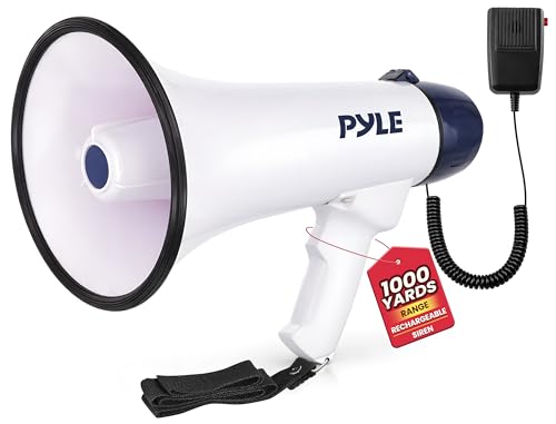 40W Bullhorn Megaphone Speaker - 1,000-Yard Range, Rechargeable, Lightweight