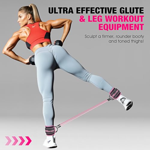 Ankle Resistance Bands with Cuffs for Leg & Booty Workouts - Pink