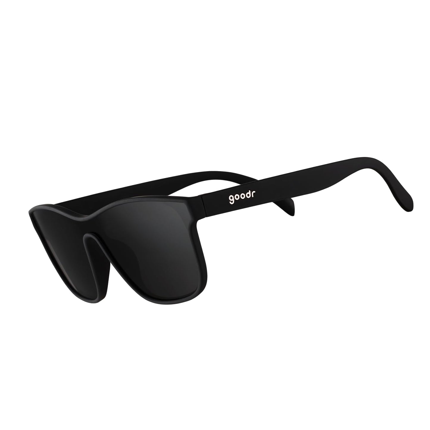 goodr The Future is Void Sunglasses Polarized Sunglasses, Medium Sized (VRG), Black Solid Frames with Black Non-Reflective Glare Reducing Lenses, UV400 Protection, No Slip, No Bounce
