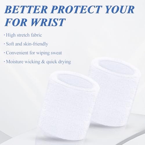 6 Pack Sweatbands - Breathable Wrist Bands for Sports - White