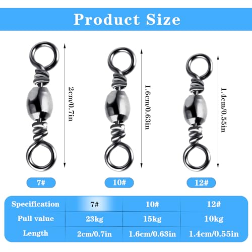 Fishing Barrel Swivels - 100Pcs High Strength Steel 7#