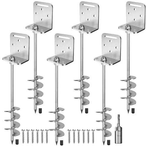 24-Inch Ground Anchors - Heavy Duty Steel with 2.7" Blade, 6 Pack