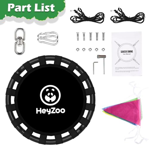HeyZoo Saucer Swing 40 In. with 360° Swivel, 900lb Capacity - Black
