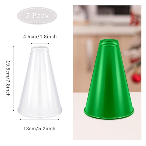 Cheer Megaphones - 2 Pcs White & Green Party Props