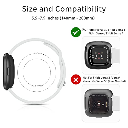 Silicone Bands for Fitbit Versa 3 & 4, Sense & Sense 2 - White