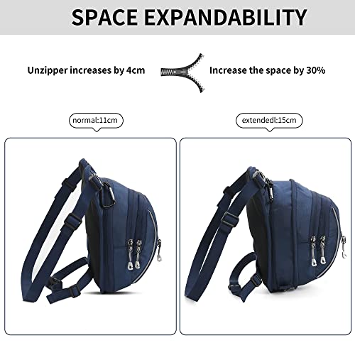 Peicees Dark Blue Motorcycle Leg Bag for Men & Women, Expandable Thigh Bag