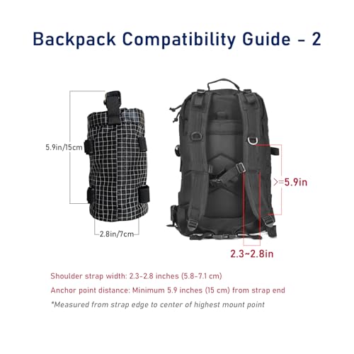 FIOTCEL Black 2-Pack Ultralight Water Bottle Pouch for Backpack Fits 8-24oz