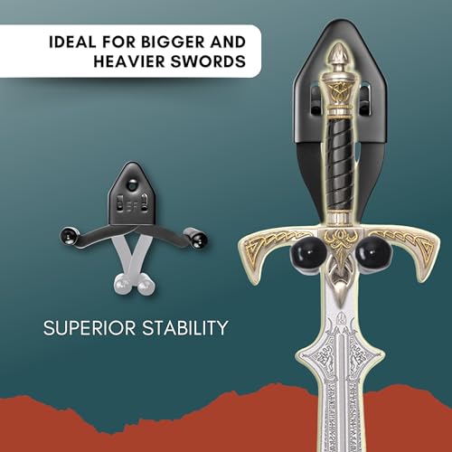 Vertical Sword Mount - Adjustable Wall Hanger for Daggers & Knives - Black