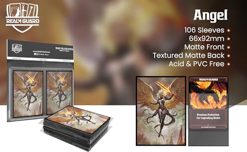 (Angel) 100% Hand-Drawn Matte Textured Card Sleeves 67x92mm for MTG/TCG, Regular Size, 100ct by Realm Guard