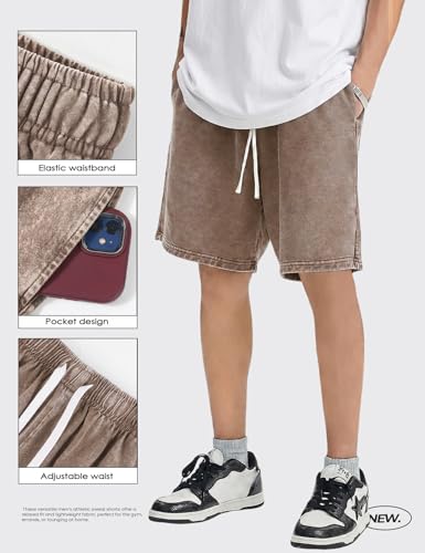 Arssm Men's Cotton Acid Wash Sweat Shorts Large Black Navy Khaki 3-Pack