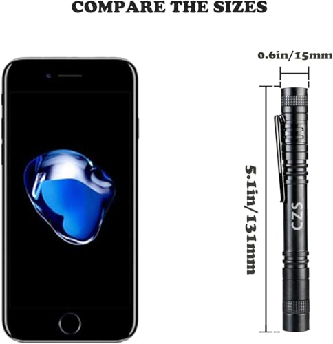 Compact LED Pen Light Flashlight - 2 Pack - High Lumen Aluminum - Round