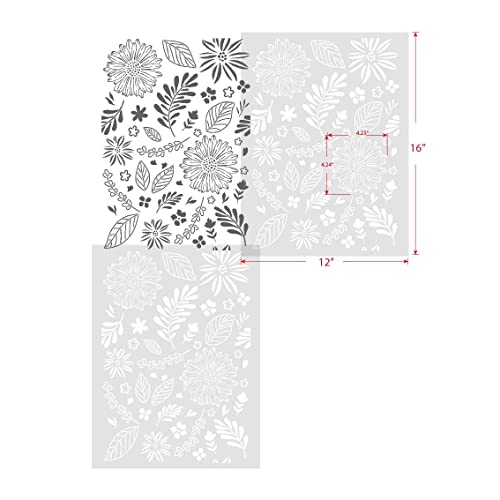 GSS Designs Allover Floral Daisy Wall Stencils 12x16Inch Garden Flowers Wall Stencils for Painting Floral Stencil for Wall Wood Furniture Craft Art