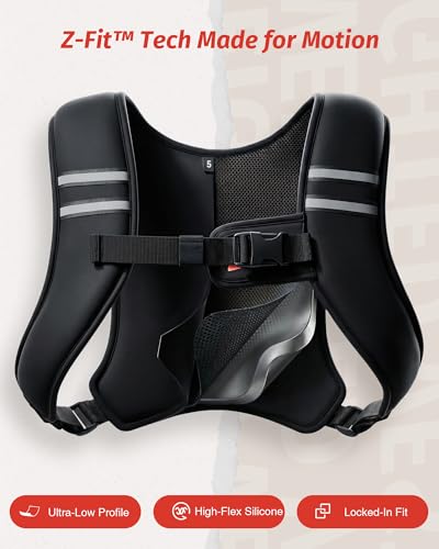Zelus 10lb Washable Weighted Vest for Men & Women, Black, Slim & Discreet