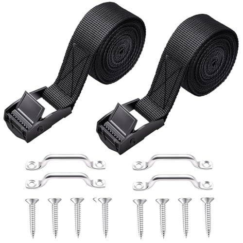 2 Sets 1" x 4ft Battery Tie Down Strap Kit with Stainless Steel Buckle